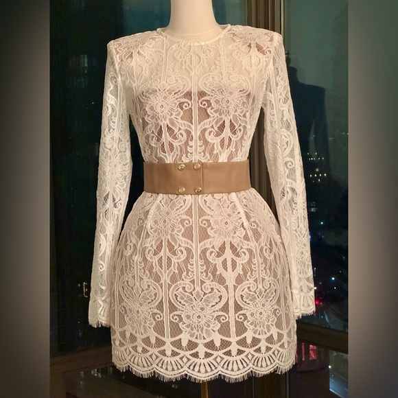 🆕 BRONX & BANCO 🧿 NWOT Casey White Lace Long Sleeve Mini Dress, Sz S / US 4 - Picture 10 of 16